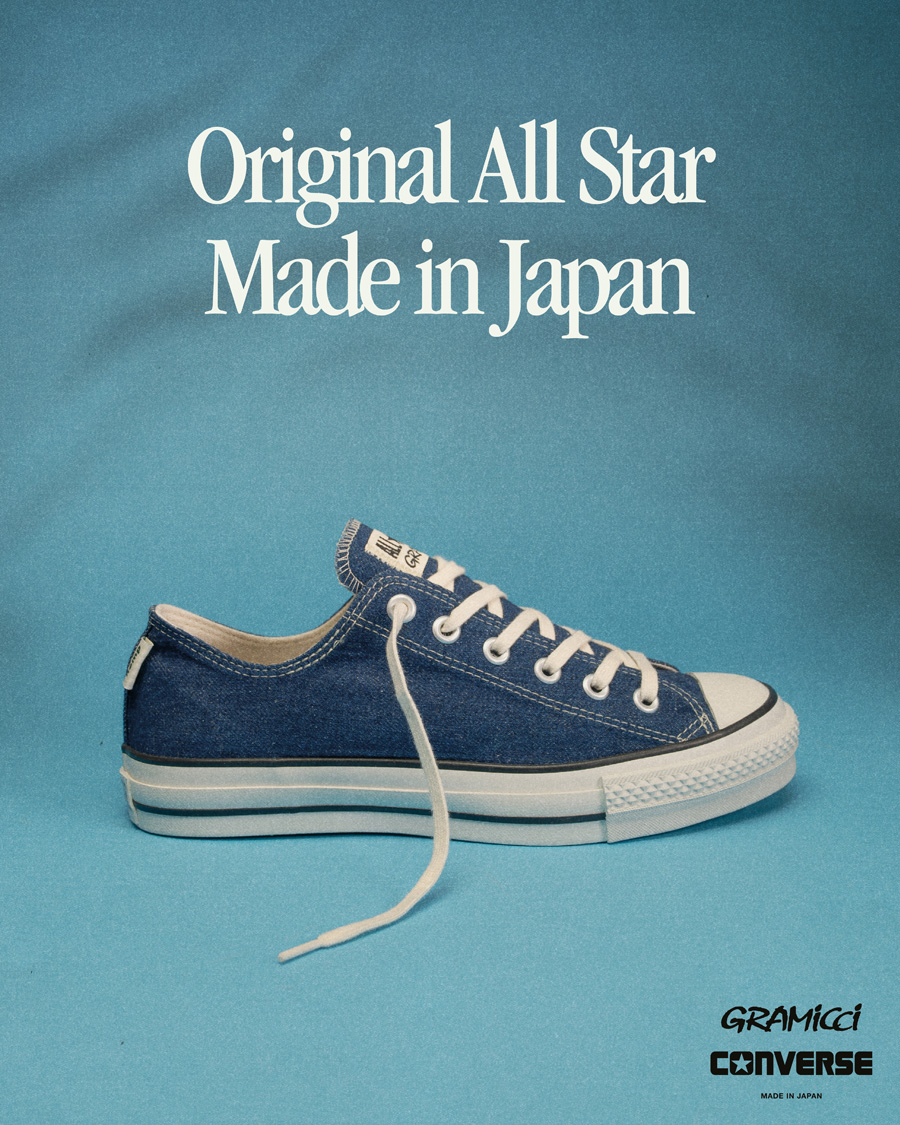 Gramicci × CONVERSE「ALL STAR J HEMP DENIM OX」ヘンプ混デニムとMADE IN JAPANが交差する一足①